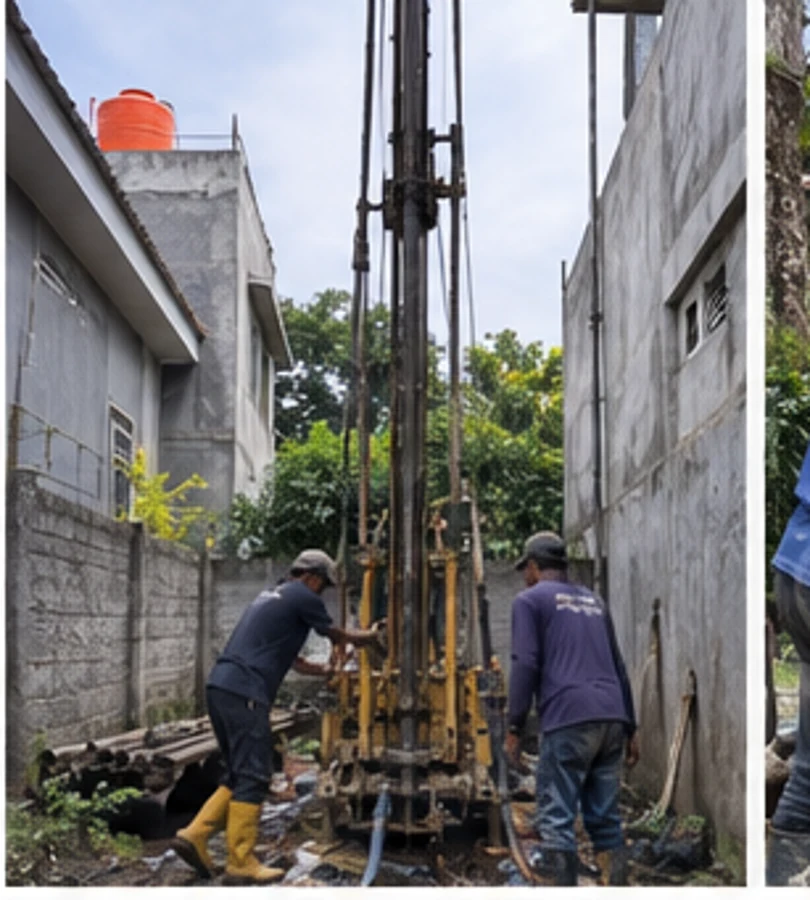 Foto pekerjaan jasa ngebor sumur di lapangan