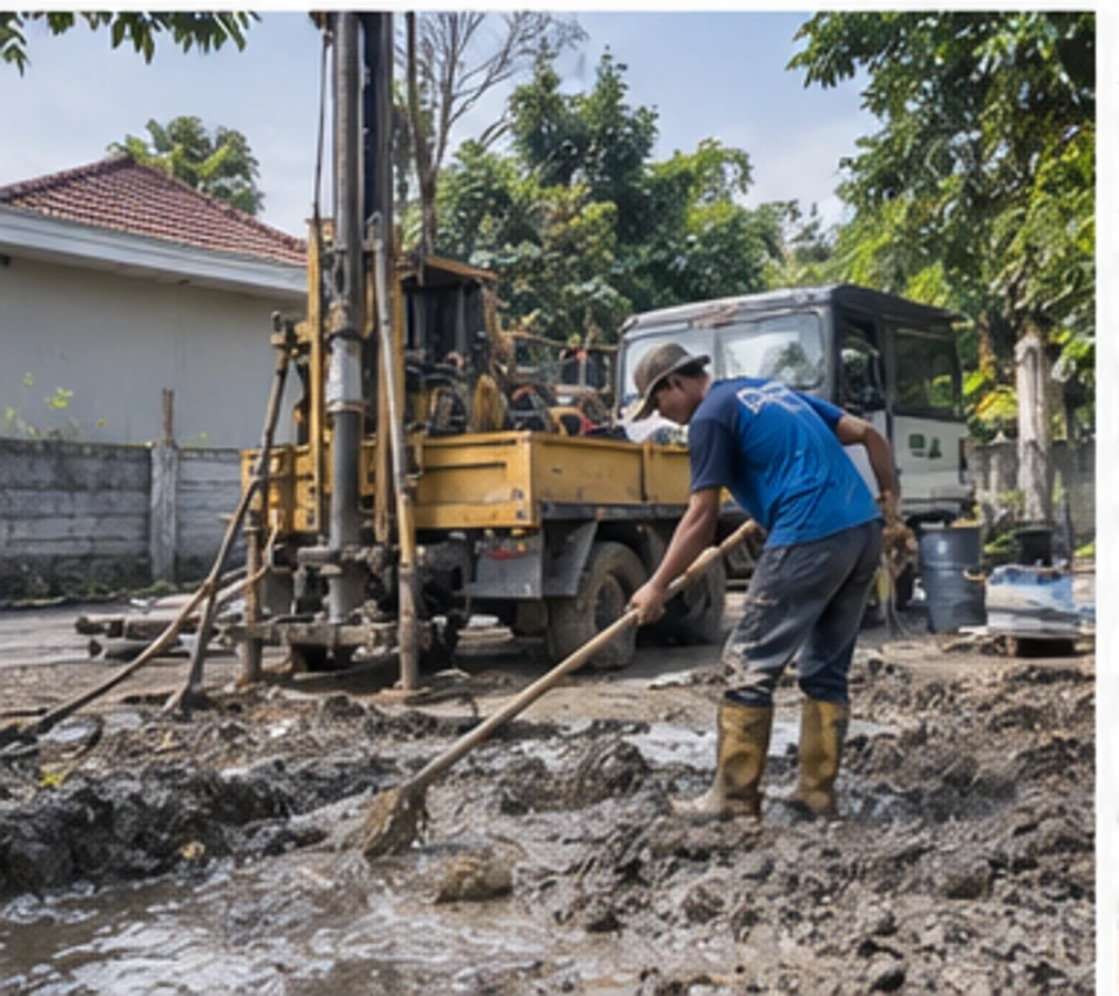 Foto pekerjaan jasa bor sumur Subang di lapangan